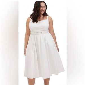 Torrid White Belted Midi Dress